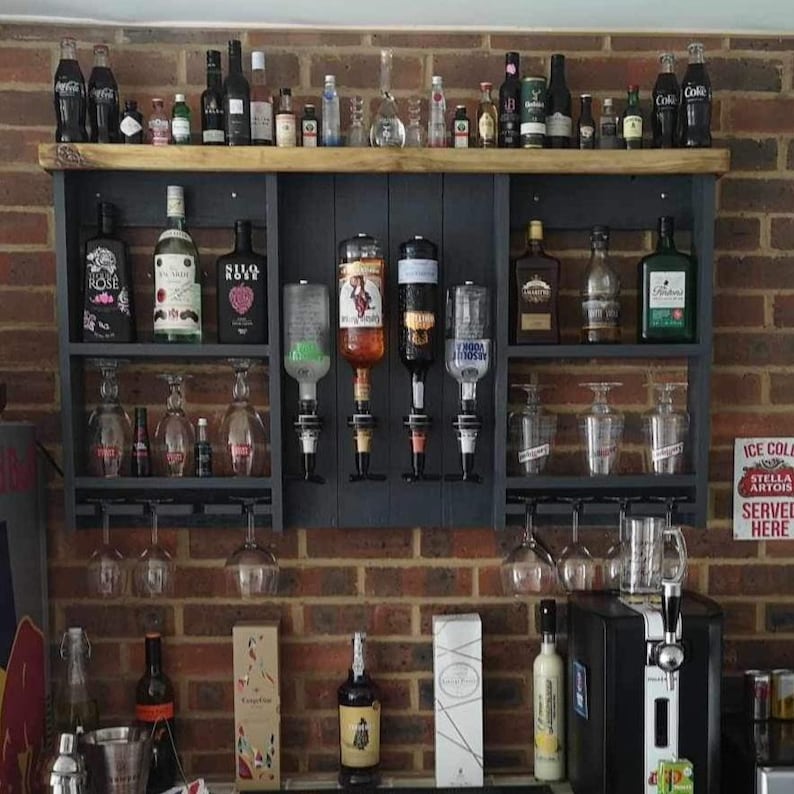 Handmade Customizable Wooden Home Wall Bar with Optics