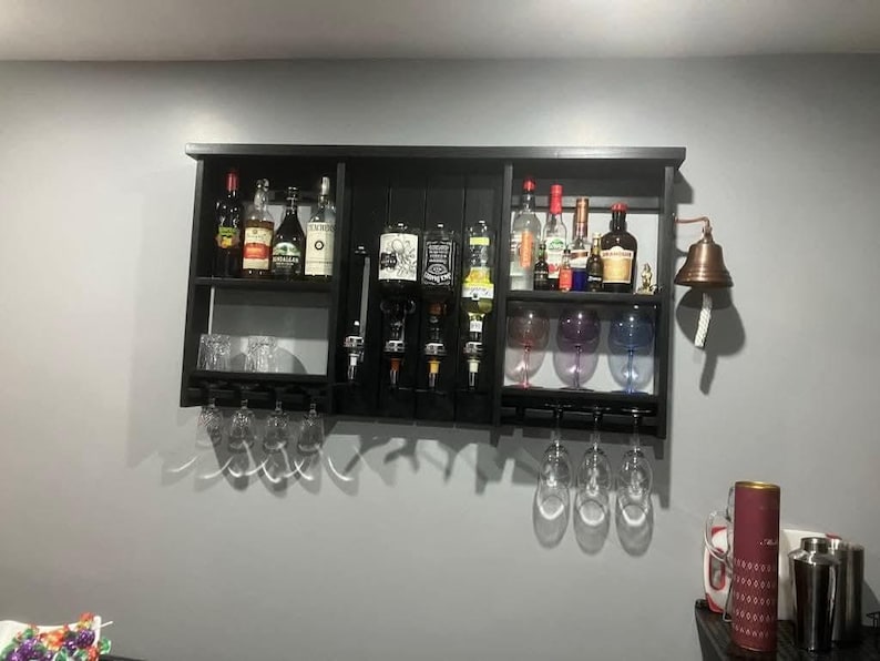 Handmade Customizable Wooden Home Wall Bar with Optics