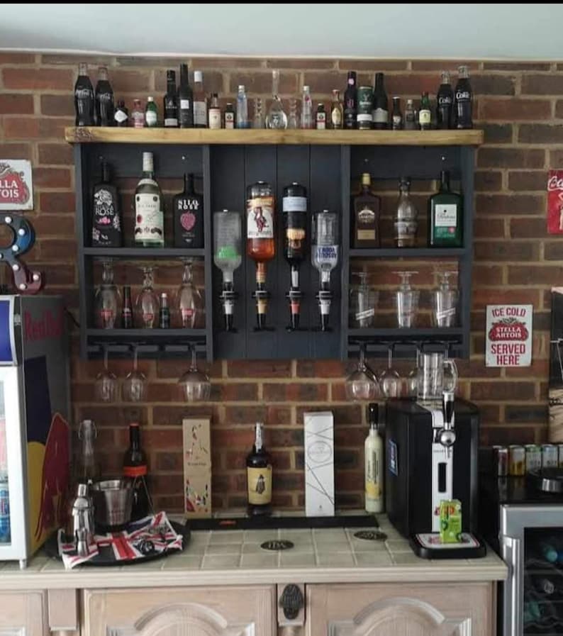 Handmade Customizable Wooden Home Wall Bar with Optics