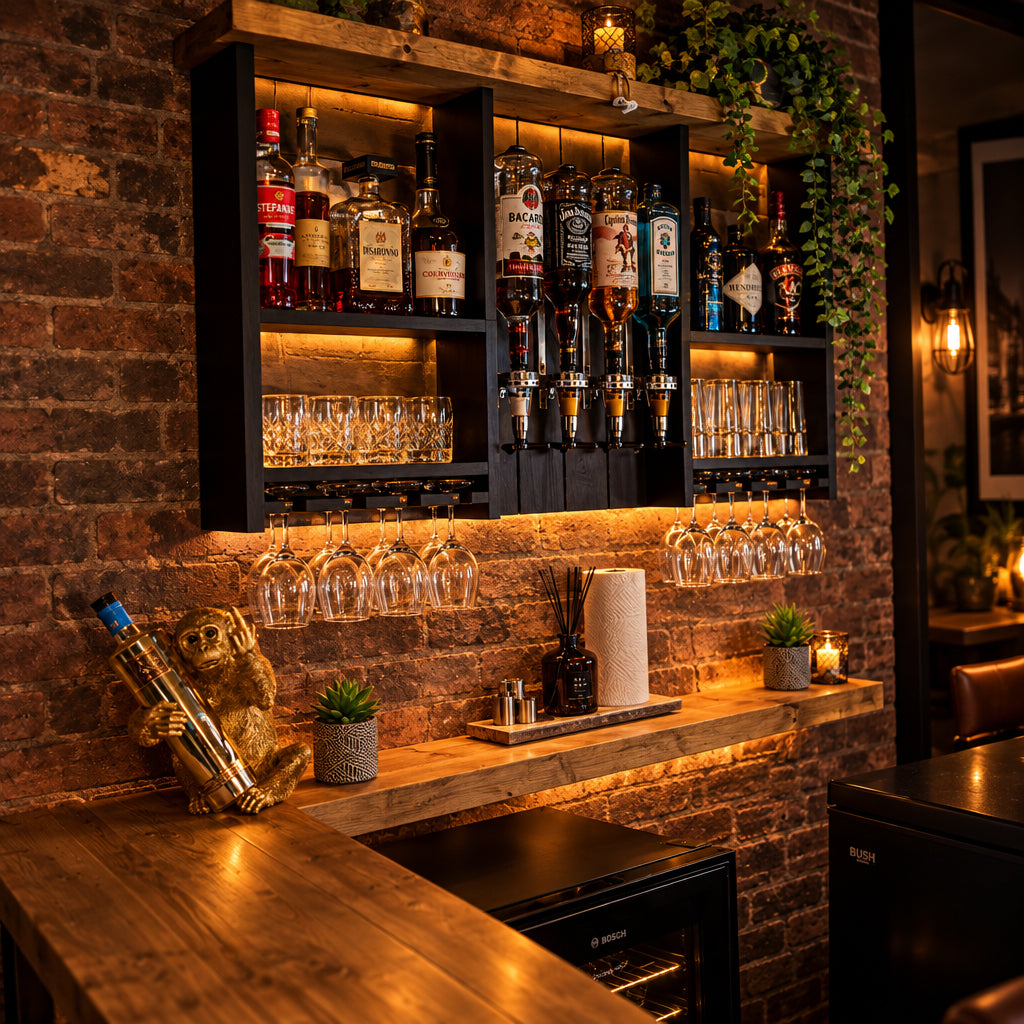 Handmade Customizable Wooden Home Wall Bar with Optics