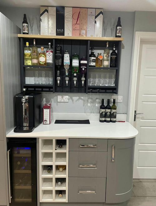 Handmade Customizable Wooden Home Wall Bar with Optics