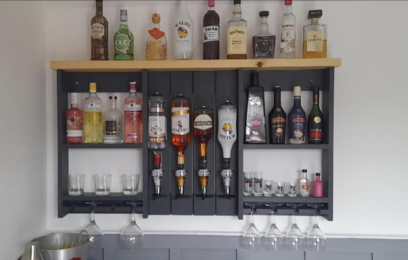 Handmade Customizable Wooden Home Wall Bar with Optics