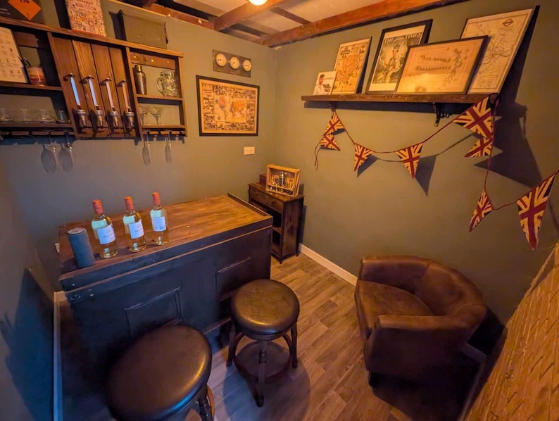 Handmade Customizable Wooden Home Wall Bar with Optics
