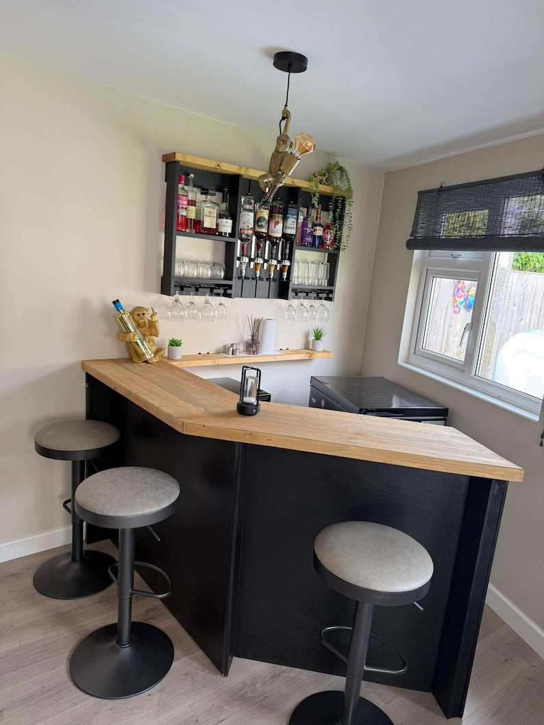 Handmade Customizable Wooden Home Wall Bar with Optics