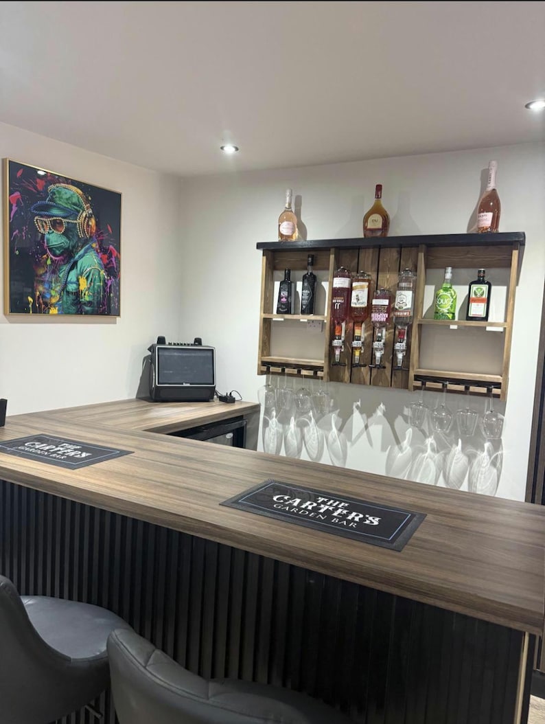 Handmade Customizable Wooden Home Wall Bar with Optics