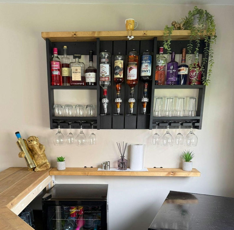 Handmade Customizable Wooden Home Wall Bar with Optics