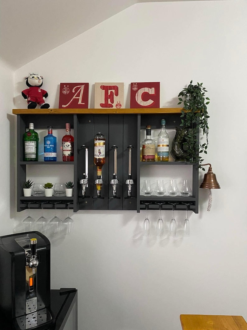 Handmade Customizable Wooden Home Wall Bar with Optics