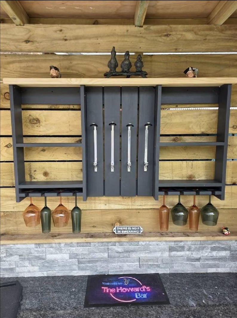 Handmade Customizable Wooden Home Wall Bar with Optics